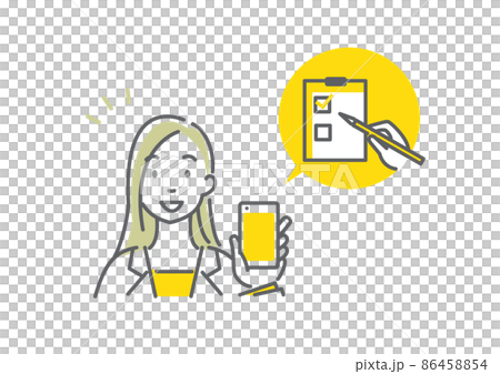 使用智能手機工作的年輕商人 簡單時尚的線條藝術插圖 使用智能手機工作的年輕商人 簡單時尚的線條藝術插圖 86458854