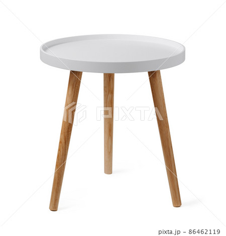 End table, round coffee table isolated on white 86462119