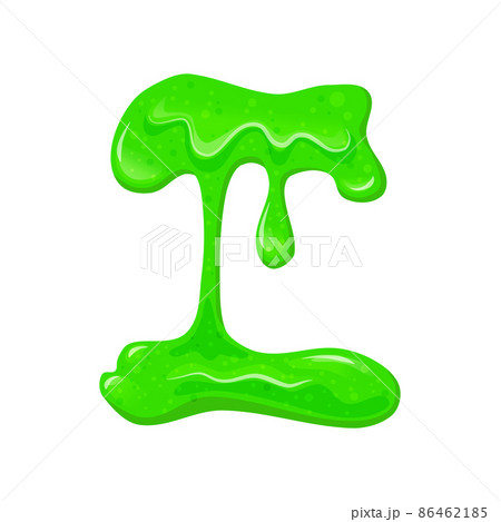 Shiny flowing green slime on a white isolated background. Viscous liquid spill. Toy for children. Vector cartoon illustration 86462185