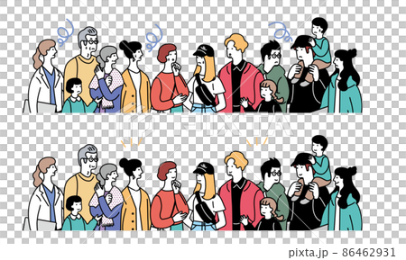 沢山の人々の表情　セット 86462931