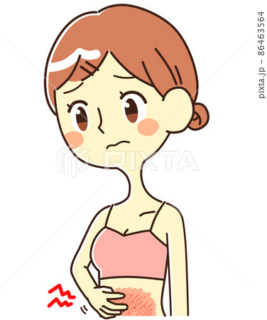 お腹が痒い女性 イラスト素材のイラスト素材