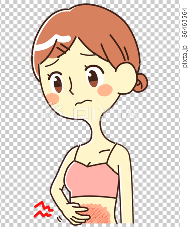 お腹が痒い女性　イラスト素材 86463564