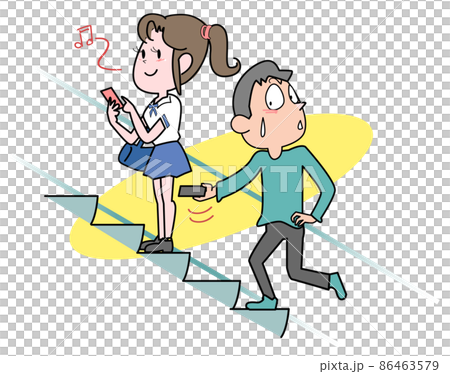 犯罪行為-階段の下からスカートの中を盗撮 86463579