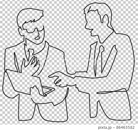 一筆書きのシンプルイラスト 議論のイラスト素材