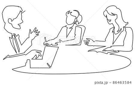 一筆書きのシンプルイラスト-ミーティング 86463584