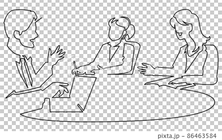 一筆書きのシンプルイラスト-ミーティング 86463584