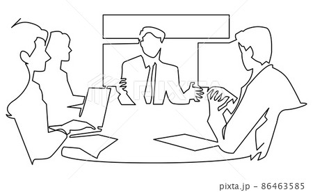 一筆書きのシンプルイラスト-会議 86463585
