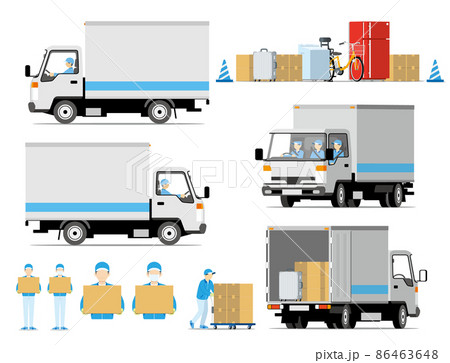 引越、車両、トラック、台車、スタッフ、セット 86463648