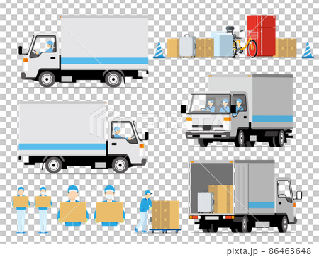 搬家、車輛、卡車、手推車、員工、套裝 86463648