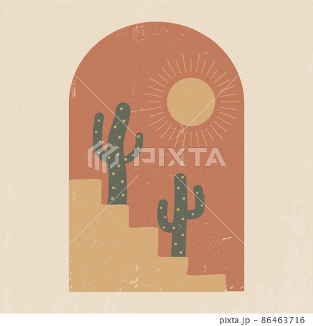 Modern minimalist abstract textured aesthetic illustration. Bohemian style wall decor. Contemporary artistic poster 86463716