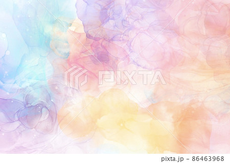 春用のアルコールインクアート抽象背景）ピンク・水色・オレンジ・紫