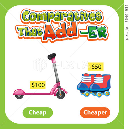 Comparative Adjectives For Word Cheapのイラスト素材