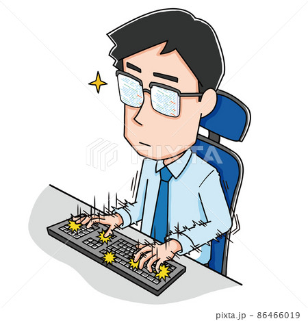 すばやくキーボードをタイピングする男性 86466019