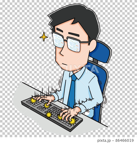 すばやくキーボードをタイピングする男性 86466019