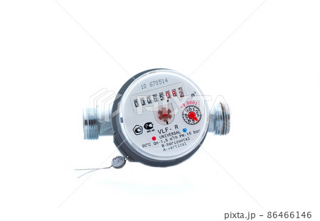 Water meter isolated on white background. Water meter isolated on white background. 86466146