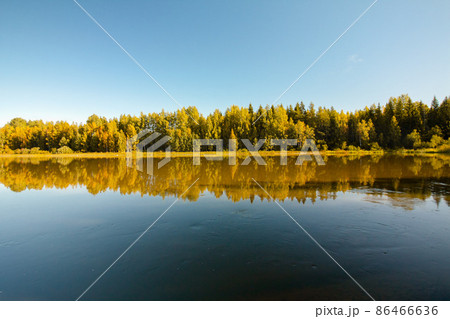 Calm and beautiful Kymijoki river in Finland. 86466636