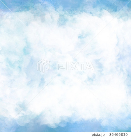 油絵と雲の抽象背景テンプレート）水色のフレーム　中央に白いスペース　正方形　キャンバスのテクスチャ 86466830