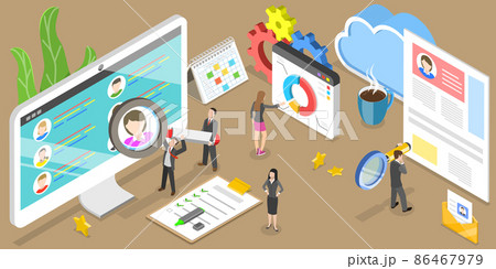 3D Isometric Flat Vector Conceptual Illustration of Client Profile Data Analysis 86467979