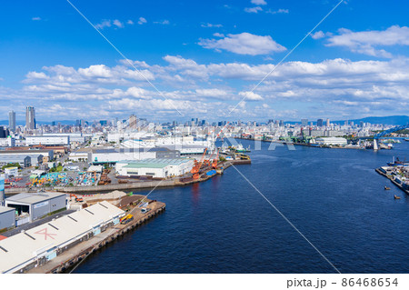 大阪市街と尻無川河口　大阪ベイエリア 86468654