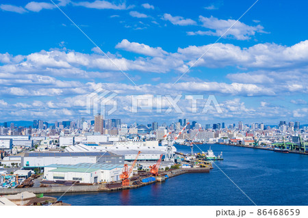 大阪ベイエリアの工業地帯と大阪市街 大阪ベイエリアの工業地帯と大阪市街 86468659