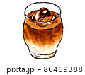 筆で描いたアイスカフェオレのイラスト 86469388