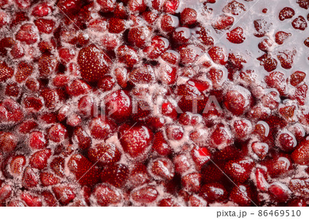 Boiling Homemade Strawberry jam. 86469510