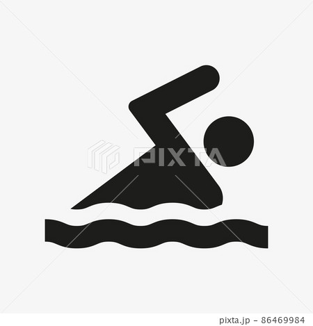 Swim icon. Vector swimming pool black pictogram 86469984