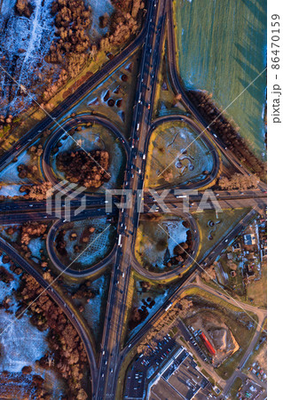 Aerial view of Minsk beltway intersection road Aerial view of Minsk beltway intersection road 86470159