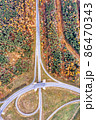 Aerial view on autumn road with intersection 86470343