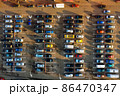 Aerial of a parking lot near supermarket 86470347