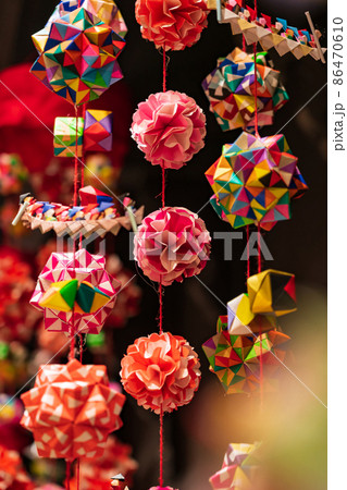 瀬戸蔵ミュージアム 千代紙のつるし飾り 愛知県瀬戸市 の写真素材