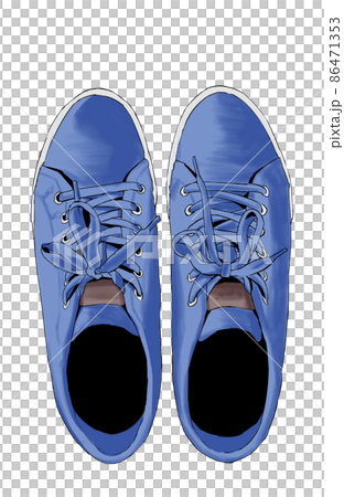 Illustration of blue sneakers seen from above Colorful 86471353