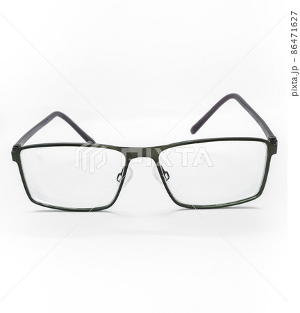 Eyeglasses for short-sighted people with water cleaner on white background 86471627