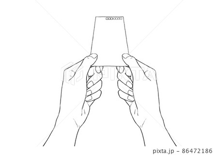 封筒を持つ手 モノクロのイラスト素材