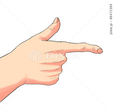 手の甲側から見た人差し指を指す手のイラストカラフル 86472360