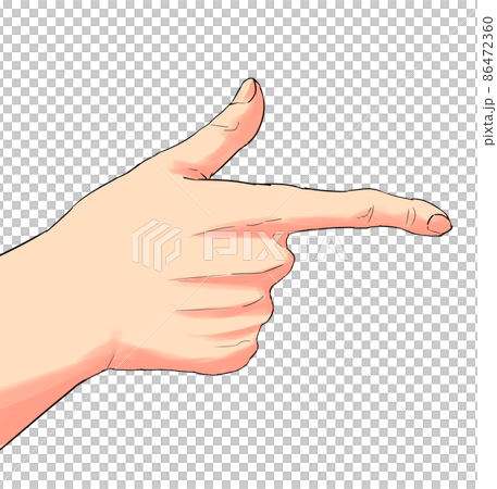 手の甲側から見た人差し指を指す手のイラストカラフル 86472360