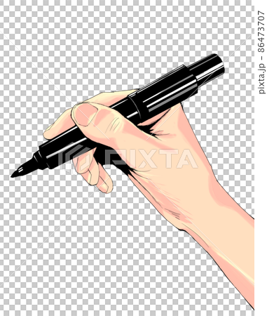 横から見たサインペンを使う手のイラストカラフル 横から見たサインペンを使う手のイラストカラフル 86473707