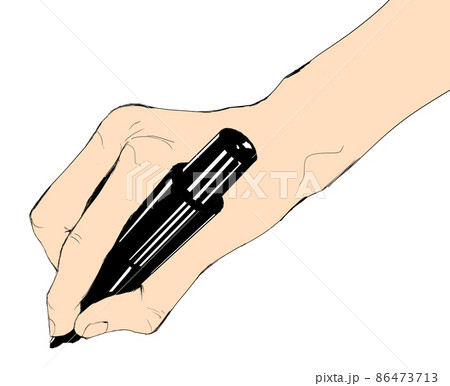 斜めにサインペンを持つ手のイラスト単色 斜めにサインペンを持つ手のイラスト単色 86473713