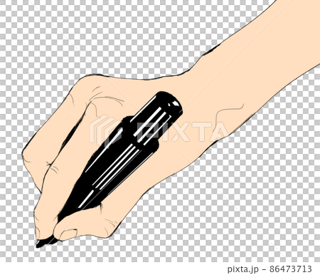 斜めにサインペンを持つ手のイラスト単色 斜めにサインペンを持つ手のイラスト単色 86473713