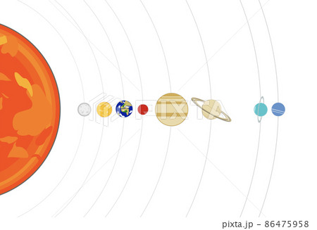 太陽系の惑星イラストセットのイラスト素材