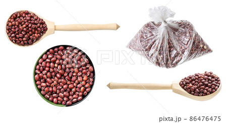 set of various adzuki beans isolated on white 86476475