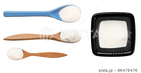 set of various agar powders isolated on white 86476476