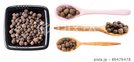 set of various allspice jamaica peppers isolated 86476478