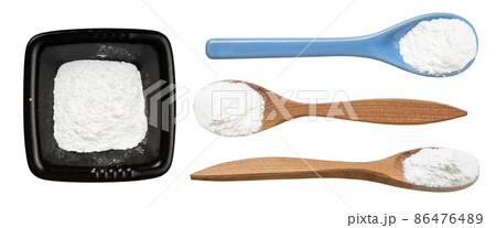 set of various baking powder isolated on white 86476489
