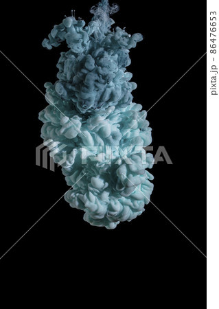 cloud of blue acrylic color in water cloud of blue acrylic color in water 86476653