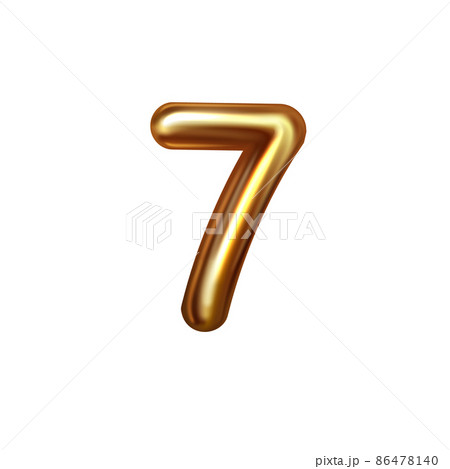 3d golden embossed number seven on white background. 3d golden embossed number seven on white background. 86478140