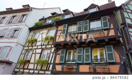 Colmar, Petit Venice, traditional half timbered colorful houses at winter Colmar, Petit Venice, traditional half timbered colorful houses at winter 86479582