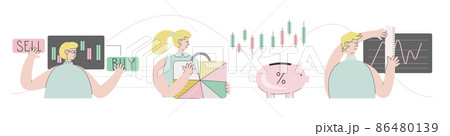 Vector successful business development, businessmen women, man traders stakeholders on stock market. Money investment, technical analysis. Team working of broker company Vector successful business development, businessmen women, man traders stakeholders on stock market. Money investment, technical analysis. Team working of broker company 86480139