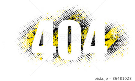 Grunge halvton yellow and black color and inscription 404 error design flat style vector illustration. isolated on white. 86481028