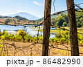 View of Biviere lake with Etna volcano, Nebrodi National Park, Sicily, Italy 86482990